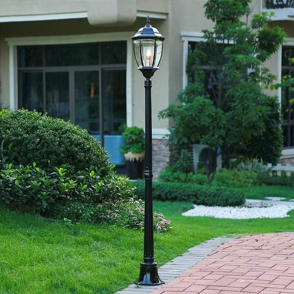 Farol jardín vintage New York 180cm casquillo E27 luz exterior patio avenida 230V IP44 COLOR NEGRO - 5