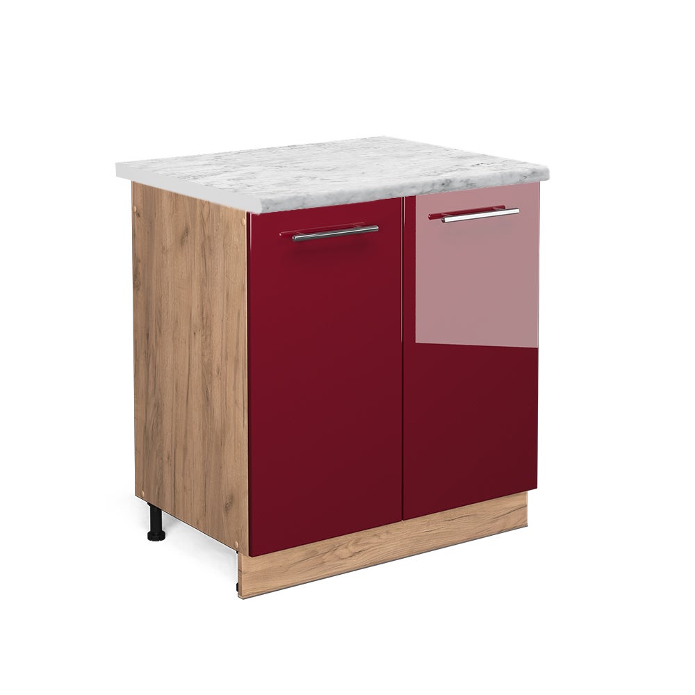 Vicco Szafka pod zlew Fame-Line, Bordowa Czerwień wysoki połysk, 80 cm , BP Marmur