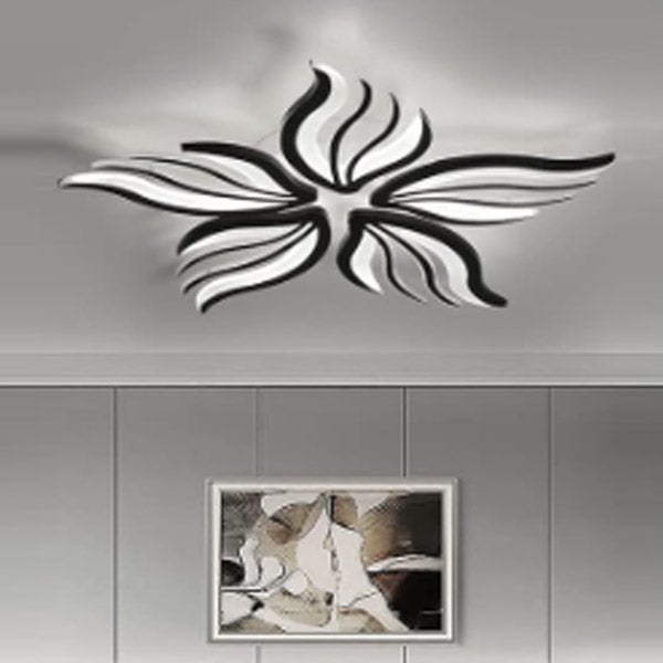 Czarna lampa dekoracyjna w kształcie płatków, białe światło 6000 K, lampa sufitowa LED do sypialni, 75 cm, nowoczesne oświetlenie sufitowe wpuszczane - 3