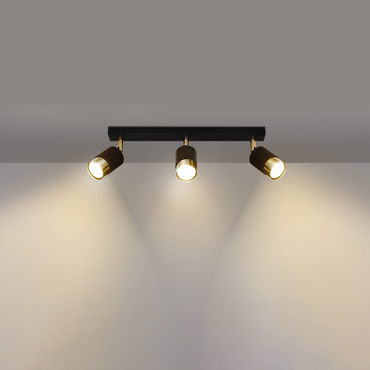 Plafon ALVOR 3 czarny/złoty LED 3000K - 45x5x18cm Sollux