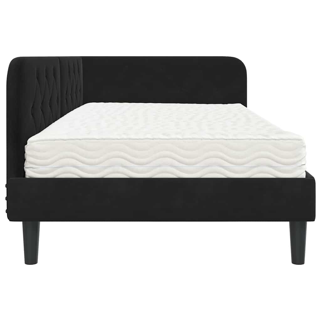 Cadre de lit d'angle en velours noir pour la chambre, 100 × 200 cm - 8