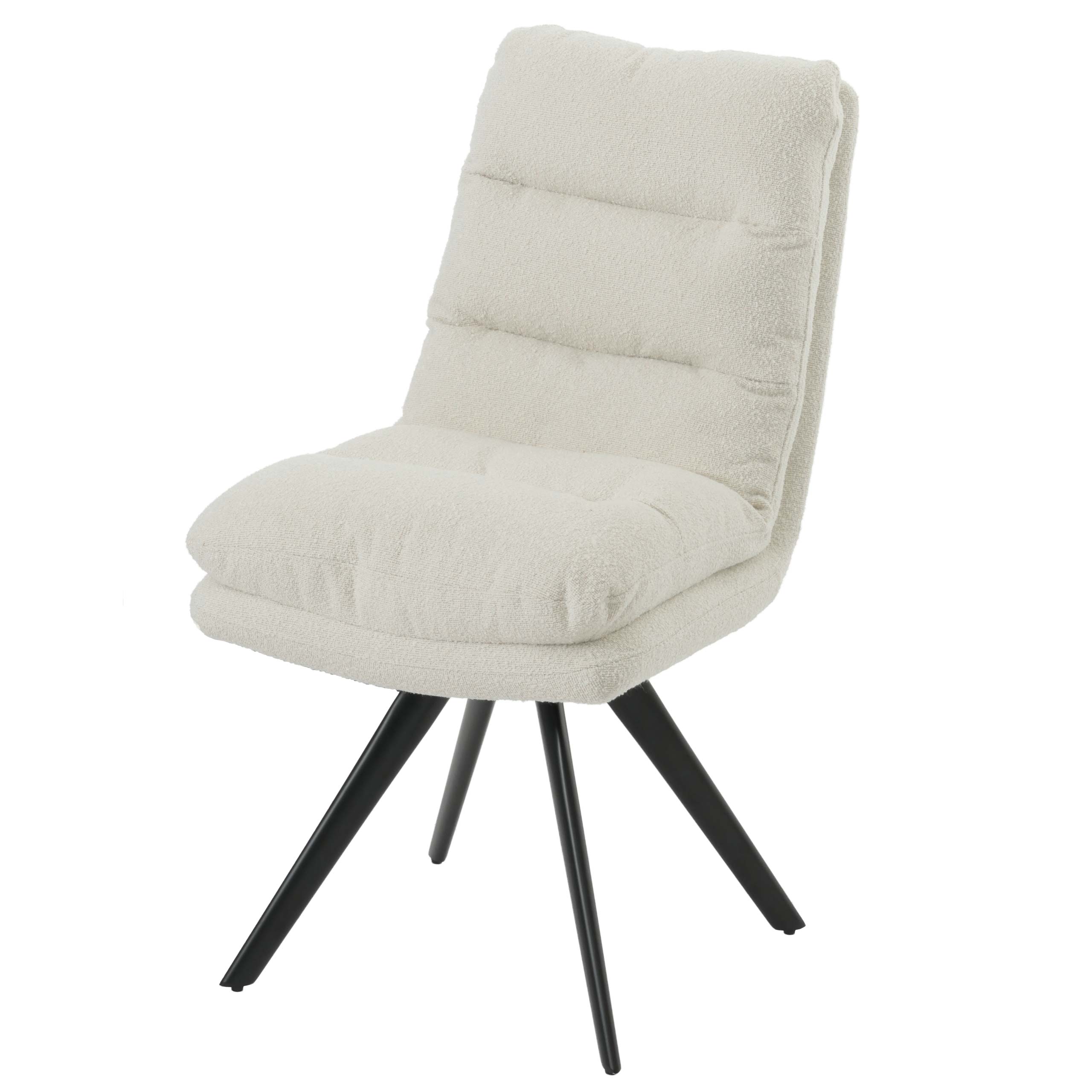 Krzesło do jadalni HWC-G66, krzesło kuchenne, obrotowe, automatyczna pozycja tkanina/tkanina bouclé MVG ~ kremowy biały