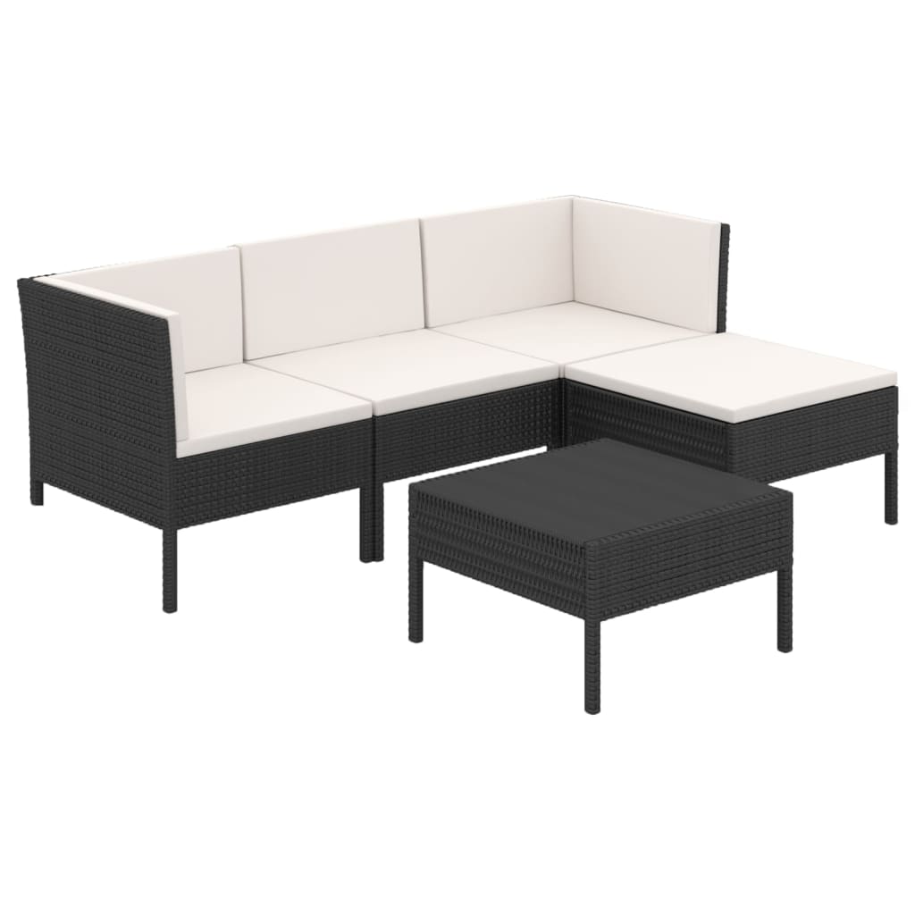Maison Exclusive - Set Divani da Giardino 5 pz con Cuscini in Polyrattan Nero - 2