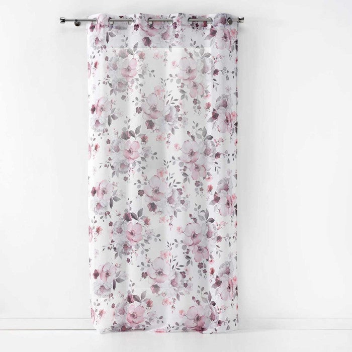 Rideau Voilage à œillets Elizeon - 140x280 Cm - Blanc - Tissu Uni - Neuf