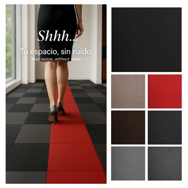 Panneaux Acoustiques Textiles Modulaires Noirs 50x50 cm | Lot de 20 (5 m²) | Recyclés, Antidérapants et Doux | Modèle Eco Resonance