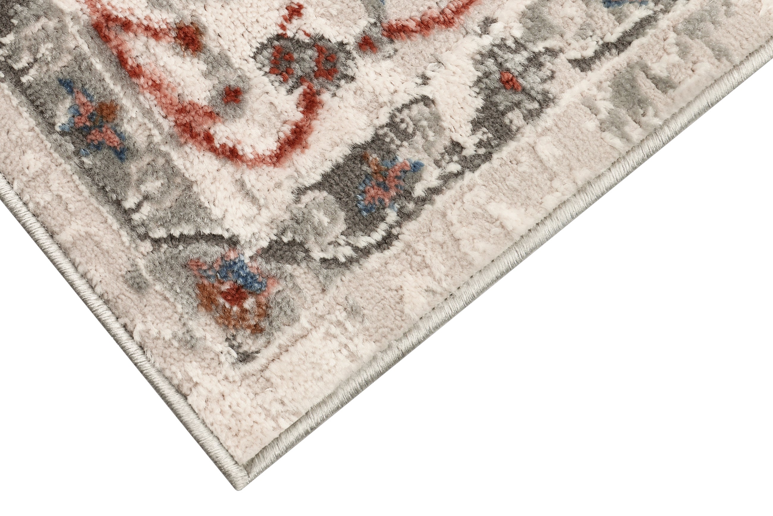 TAPISO Retro Tapis Poil Court Vintage Gris Brun Roux Floral Rosace Bordure Salon Chambre Bureau OEKO-TEX Résistant 140 x 200 cm - 7