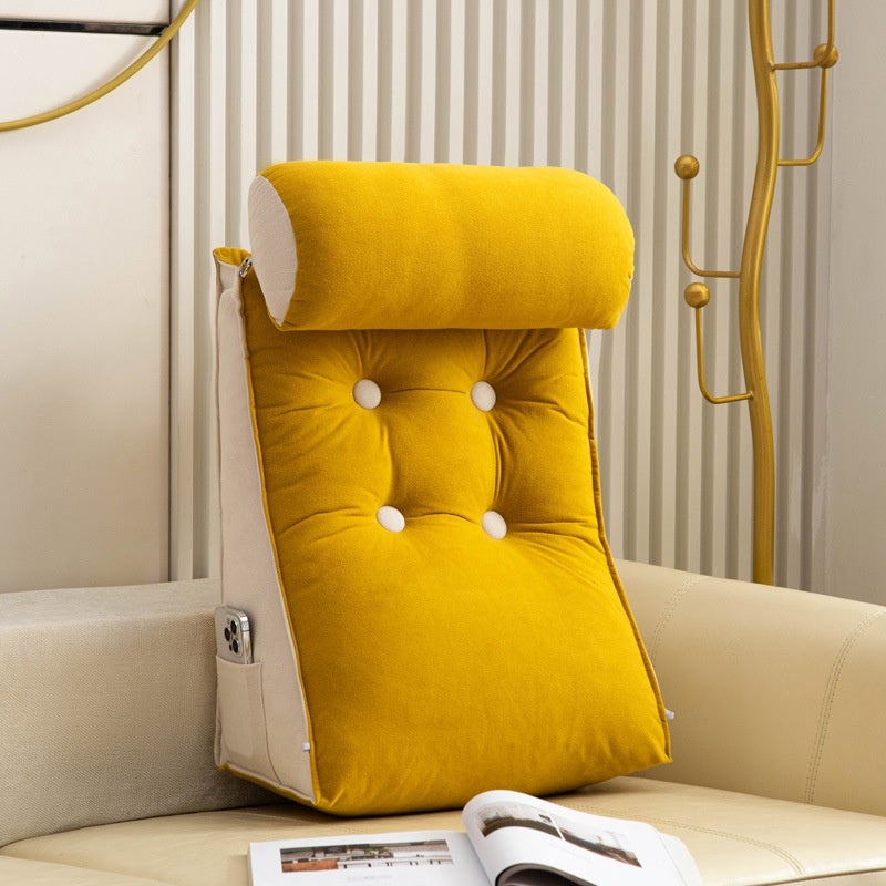 Coussin de dossier avec appui-tête, jeté de lit, soutien lombaire, amovible et lavable, pour chambres (jaune Gardenia, 45 x 55 x 25 cm (1 pièce)) - 6
