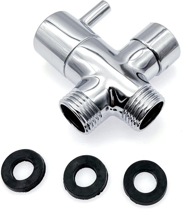 1/2 Pouce Vanne dérivation de bras douche 3 Voies séparateur pommeau douche laiton,métal avec rondelles caoutchouc, inverseur débit adaptateur douche