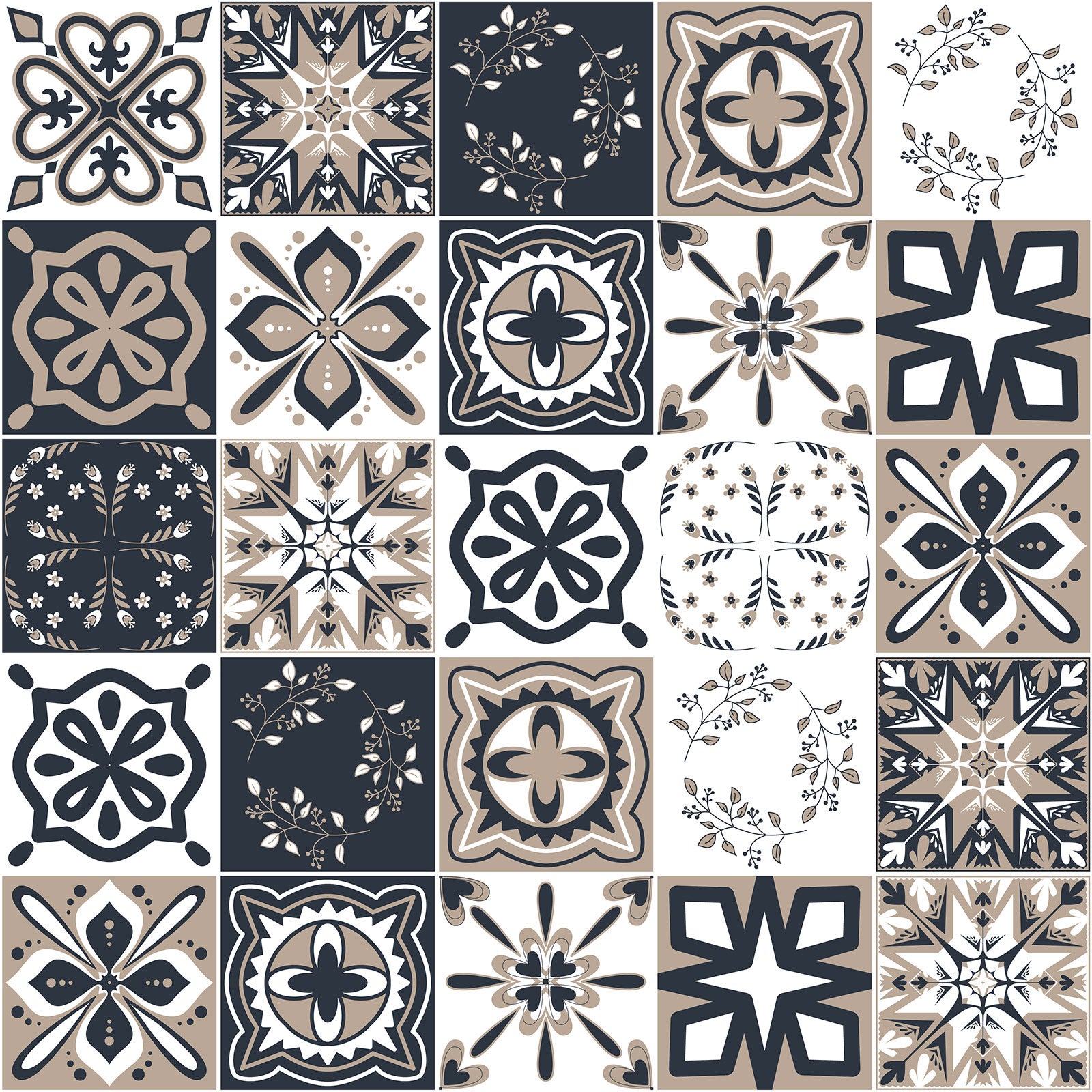 Crédence adhésive sticker pour cuisine - Effet carreaux de ciment - Adhésif + Protection MATE - 60x60 cm - 2