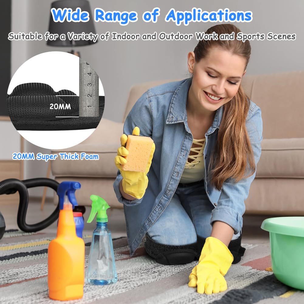 Joelheiras de proteção, 1 par de joelheiras de trabalho com almofada de espuma de 20 mm, joelheiras esportivas para jardinagem, Tamanho Grande - 4