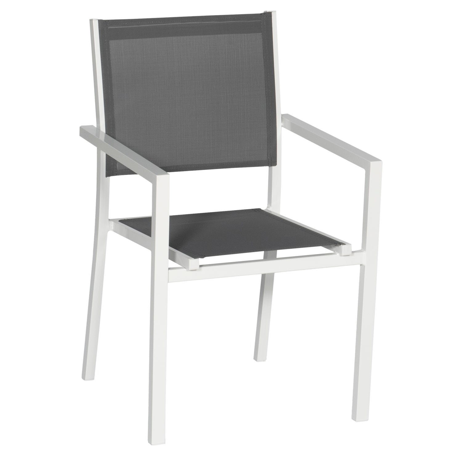 Salon de jardin 8 places gris et blanc aluminium BARI - 4