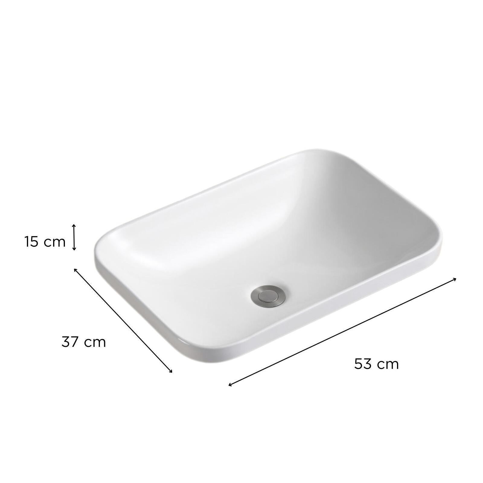 Vasque à encastrer rectangle en céramique blanche 53x37cm - 3