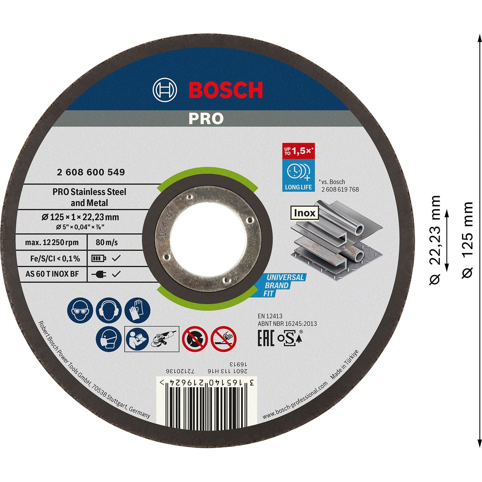 Disque à tronçonner 125mm 2608600549 BOSCH Moyeu plat Exper Inox - 4