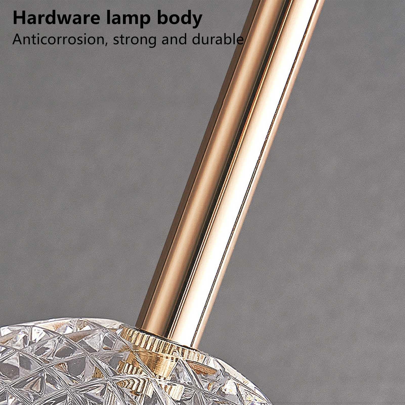 Oświetlenie sufitowe wiszące LED, okrągłe, kryształowe, złote, chromowane, 4000K, neutralne światło do sypialni, przedpokoju, kuchni - 9