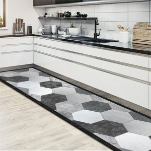 Tapis De Cuisine Antidérapant 50 Cm Large - Gris Anthracite, Lavable Machine