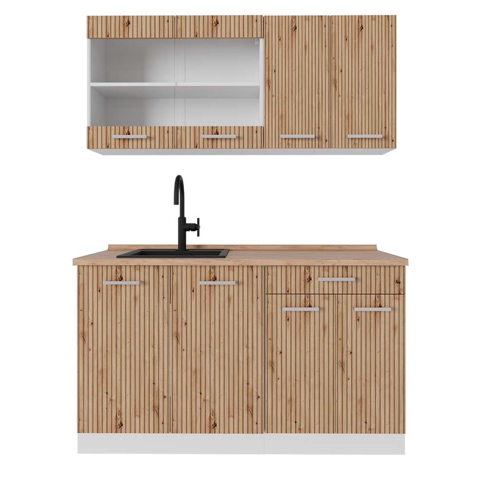 Vicco Pojedyncza kuchnia R-Line, Dąb rzemieślniczy/biały, 140 cm , BP Dąb