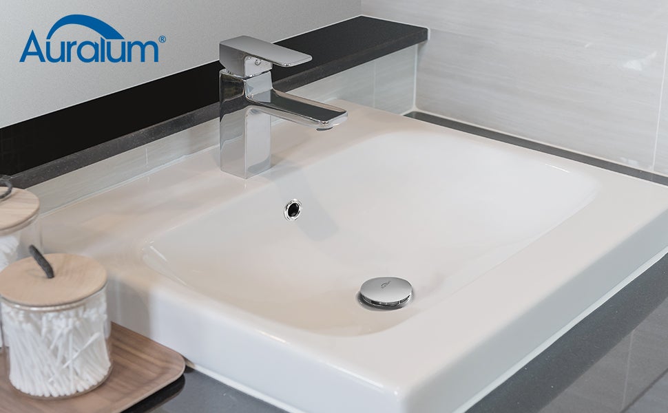 AURALUM MAX Bonde de Lavabo Bonde Pop-up avec Trop-plein Automatique Universelle Chromé Vasque Baignoire Salle de Bain - 9
