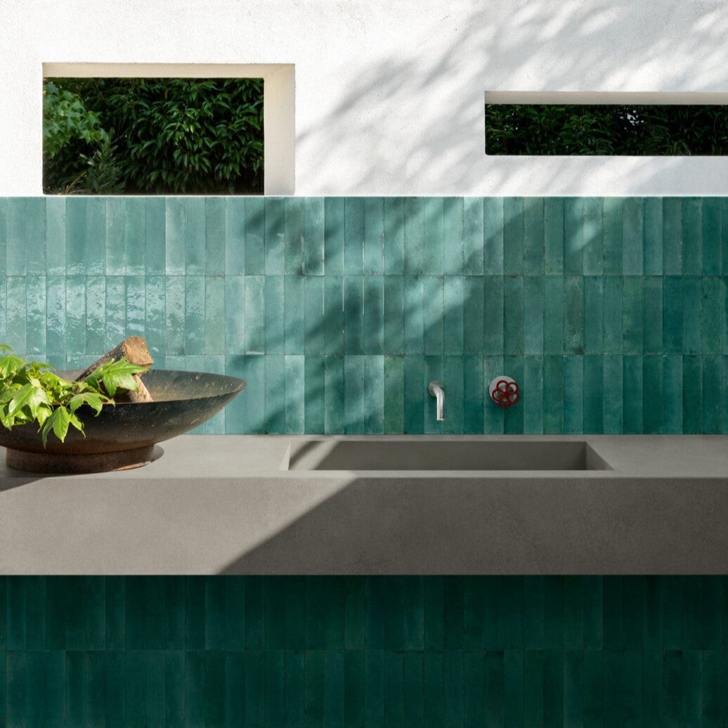 Carrelage Effet Zellige Vert Émeraude Brillant TANGER 6x24 cm Emerald ...