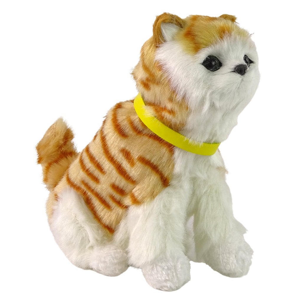 Chat interactif en peluche miaule et bouge la tête et la queue