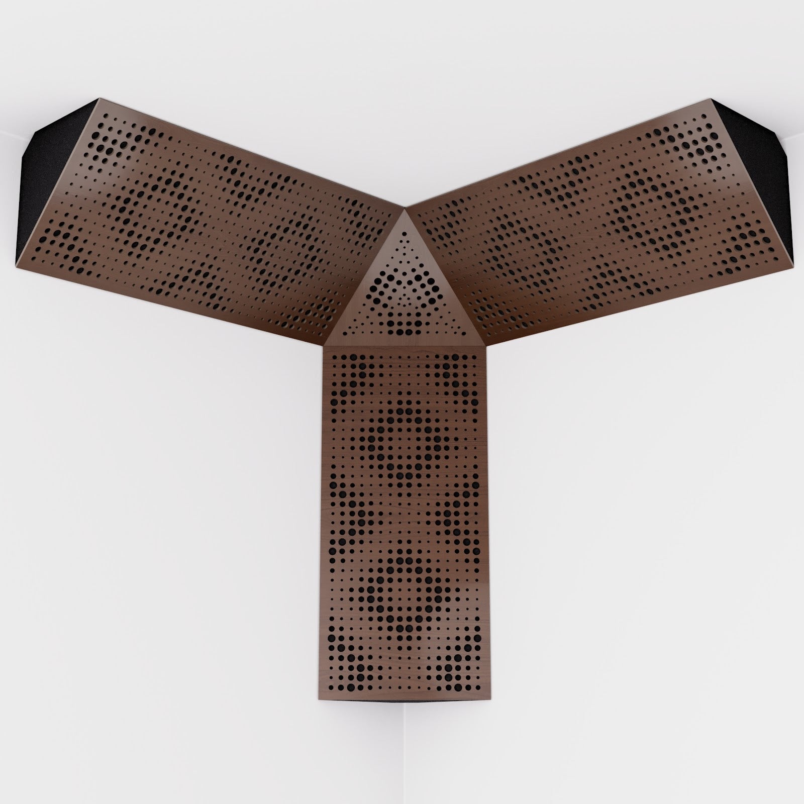 Lot de 3 REBAT +1 TRICUB-WILDS Pièges à basses d'angle acoustiques insonorisants -MDF perforé laminé et mousse acoustique -Noix - 2