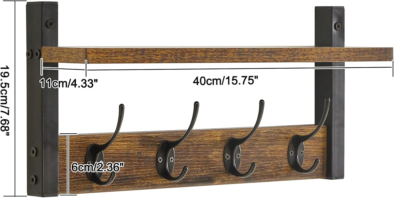 Juego de 2 percheros para entrada, perchero de pared, mueble de entrada, armario flotante, para dormitorio y baño, color negro - 2