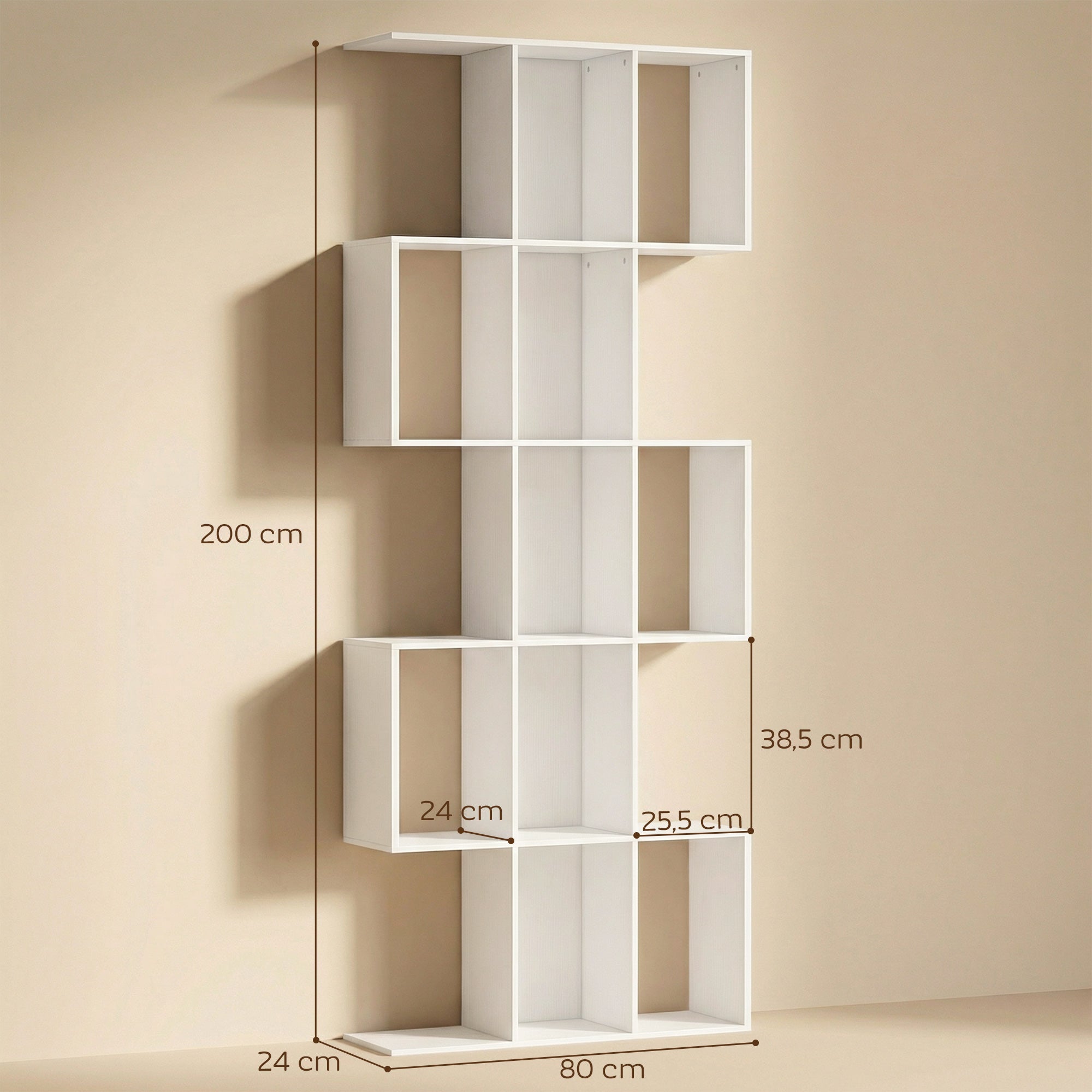 Estantería para Libros HOMCOM MDF Blanco 80x24x200 cm - 3