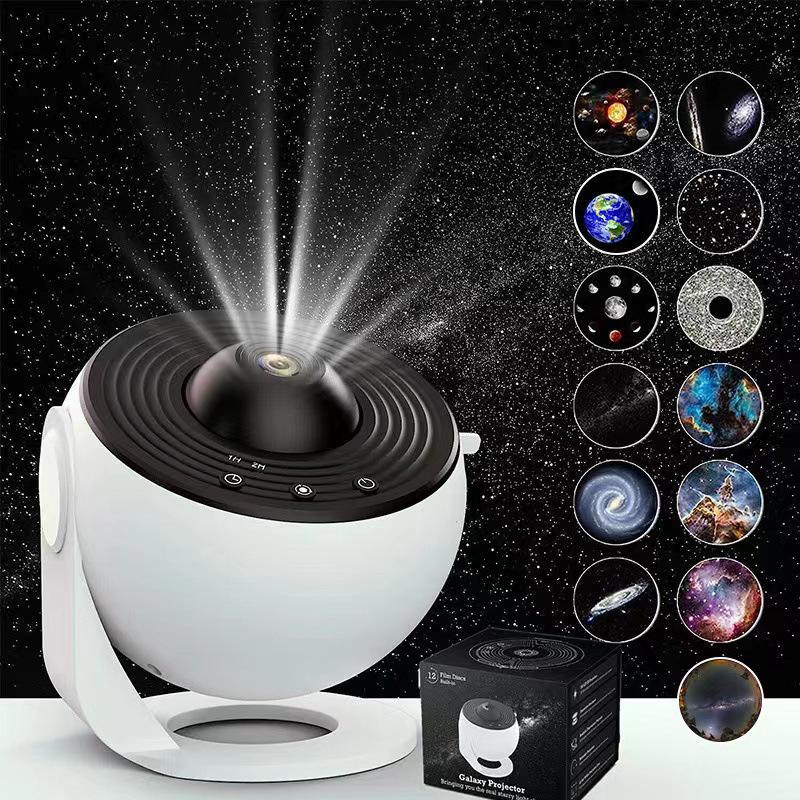 Projektor gwiazd 13 w 1 do sypialni, planetarium, obrót o 360° z 12 konstelacjami Układu Słonecznego