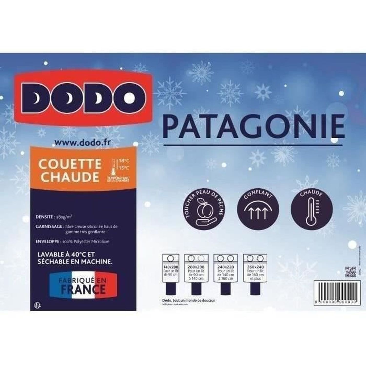 Remplissage de couette DODO Patagonia Blanc 220 x 240 cm 380 g/m² - 2