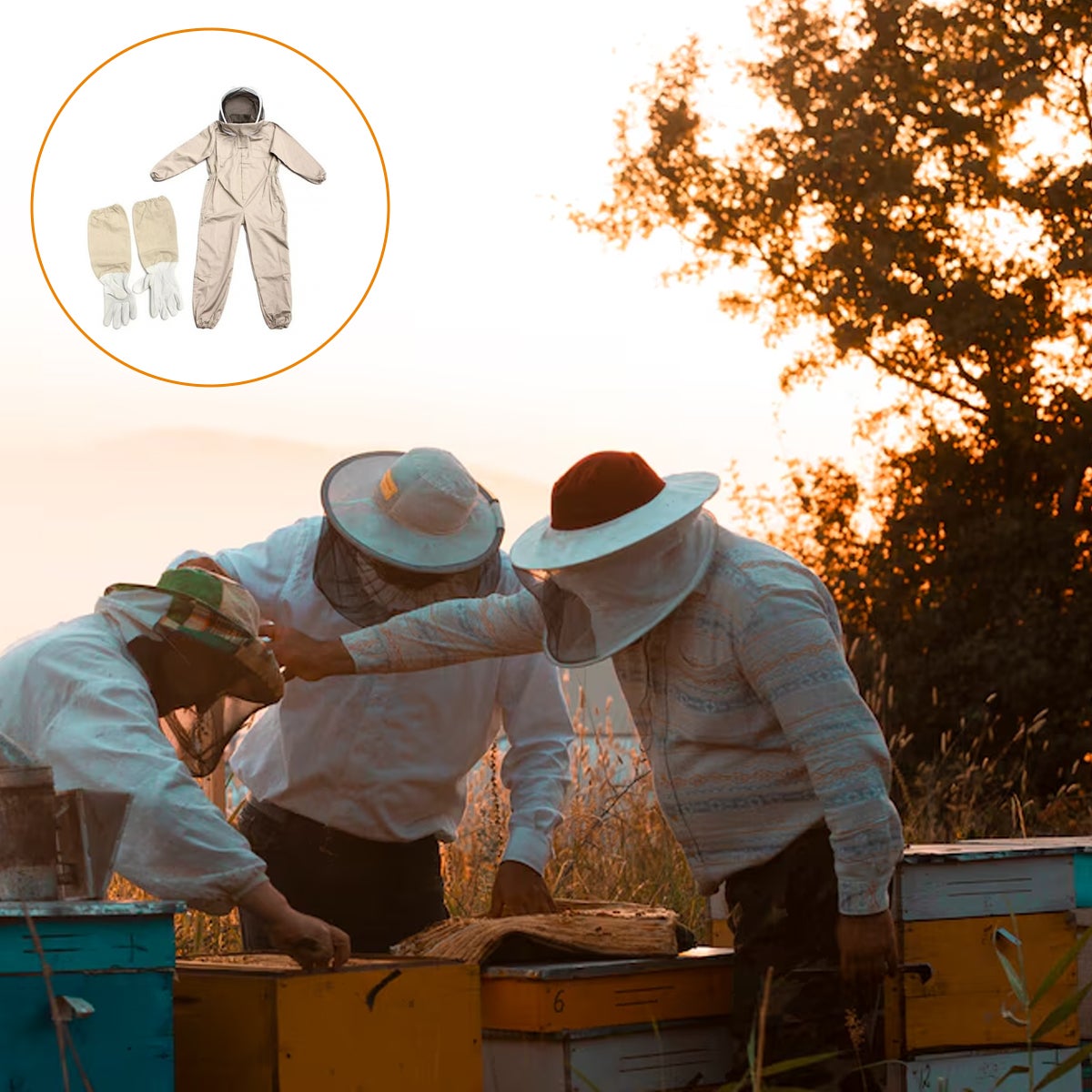 FANMITRK Combinaison professionnelle d'apiculteur taille XL, tenue à capuche avec gants pour protection anti-abeilles - 2
