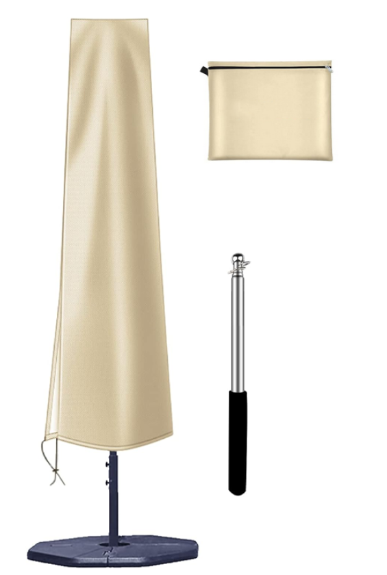 Pokrowiec na parasol 190 x 50 x 30 cm - Oxford 210D - z drążkiem - wodoodporny i anty-UV - do ogrodu, na plażę, na balkon - beżowy