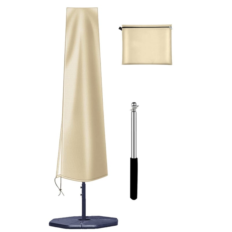 Pokrowiec na parasol 190 x 50 x 30 cm - Oxford 210D - z drążkiem - wodoodporny i anty-UV - do ogrodu, na plażę, na balkon - beżowy