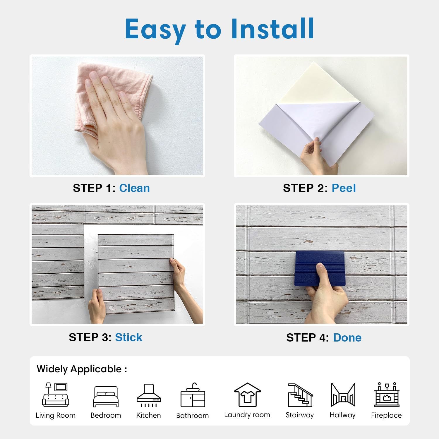 12 autocollants muraux stratifiés imitation carreaux de céramique Autocollants imperméables faits main à coller soi-même SCQ1619-2（22.9x29cm） - 7