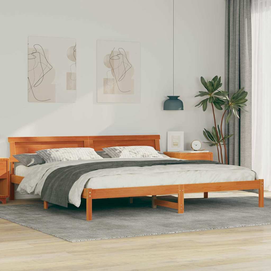 Ramka łóżka Woskowy Brąz 200 x 200 cm Lite drewno sosnowe vidaXL