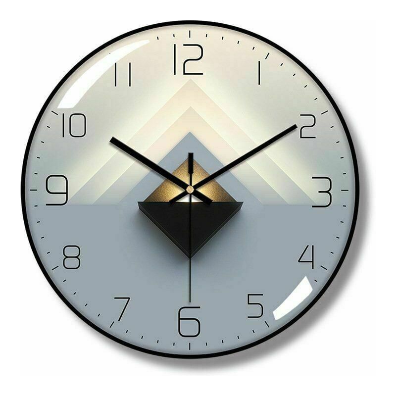 Moderne Horloge Murale Silencieuse,Pendule Murale de 30 cm de Diamètre, Horloge Murale Ronde Numérique à Quartz (Noir) - 3