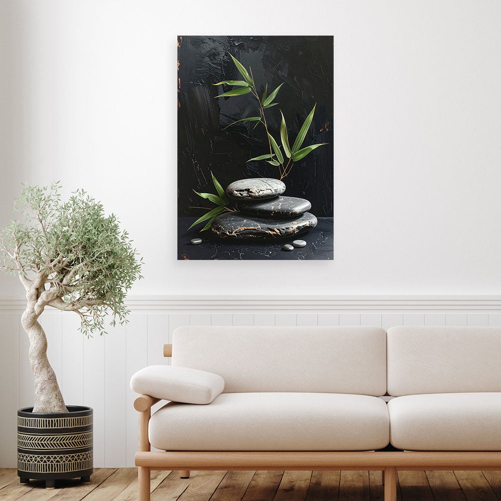 Obraz do salonu sypialni, Kamienie zen spa liście 80x120 - 2