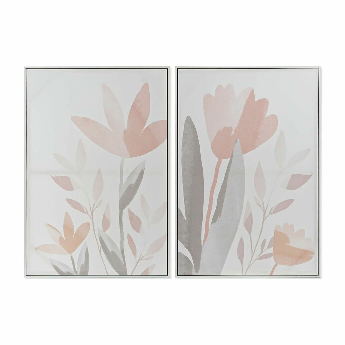 Cuadro dkd home decor 62,2 x 3,5 x 90 cm flores shabby chic (2 unidades)