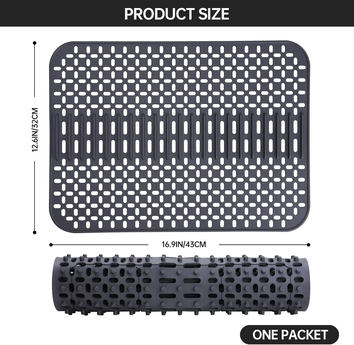 Protecteur D'évier De Cuisine, Tapis De Séchage De Vaisselle Antidérapant Pour évier Grille De Protection Inférieure Pour évier En Silicone Accessoires D'évier Polyvalents(gris