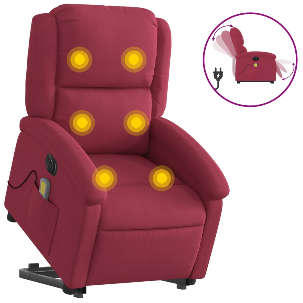 Sillón de salón | silla | sillón de masaje reclinable elevable terciopelo rojo tinto cfw731921