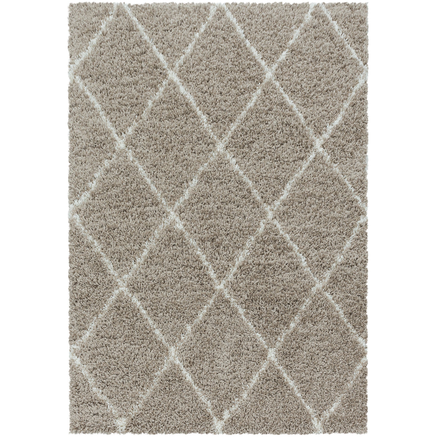 Taznirt - Tapis Beni Ourain beige et blanc - Tapis berbère à damier su