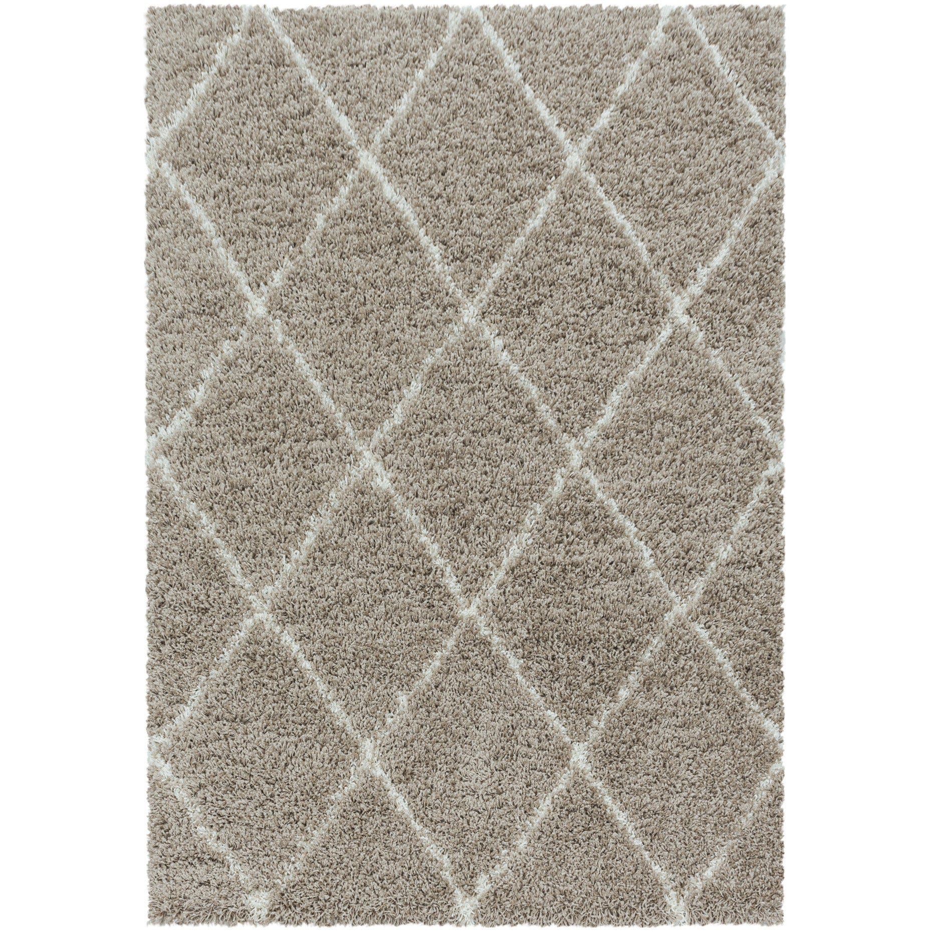 Taznirt - Tapis Beni Ourain beige et blanc - Tapis berbère à damier su Taznirt - Tapis Beni Ourain beige et blanc - Tapis berbère à damier su