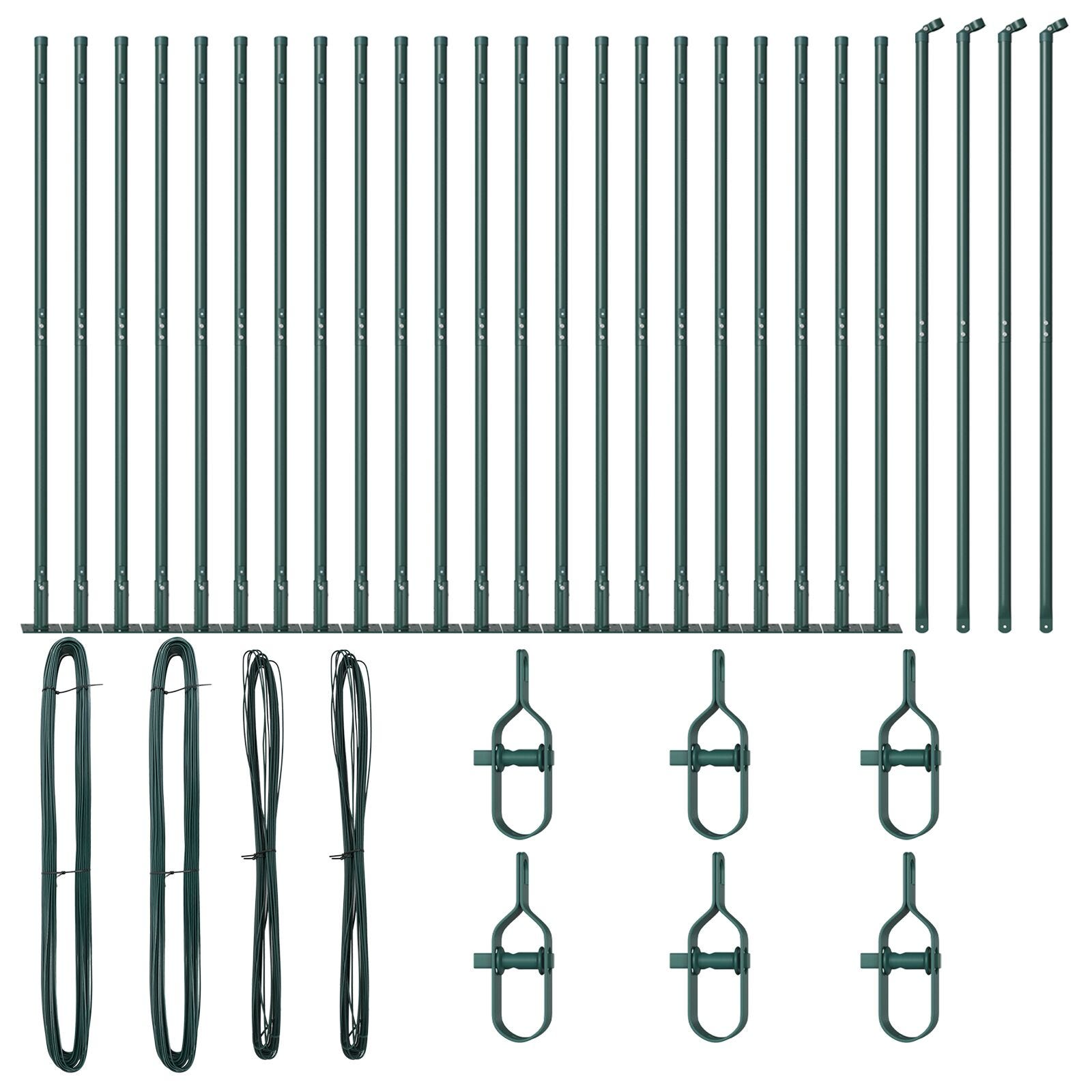 Poste de Cercas con Placas Base 26 uds Ø32mm 68,5cm Acero Galvanizado ...