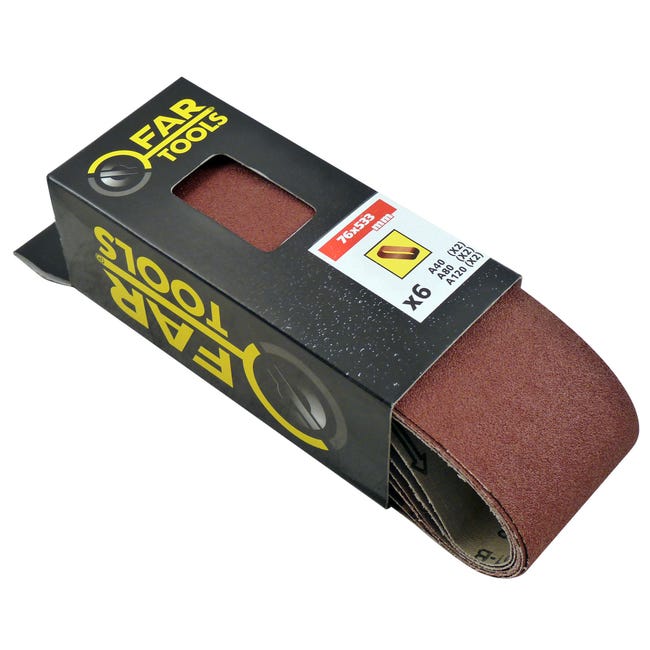 Fartools Bandes Abrasives Lot 6 Grains 40-80-120 Pour Ponceuse 13x457mm