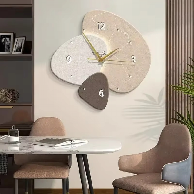 Horloge murale silencieuse BEAFACE, design sobre effet pierre, éclairage LED, pour salle à manger, bureau, chambre, 40 cm