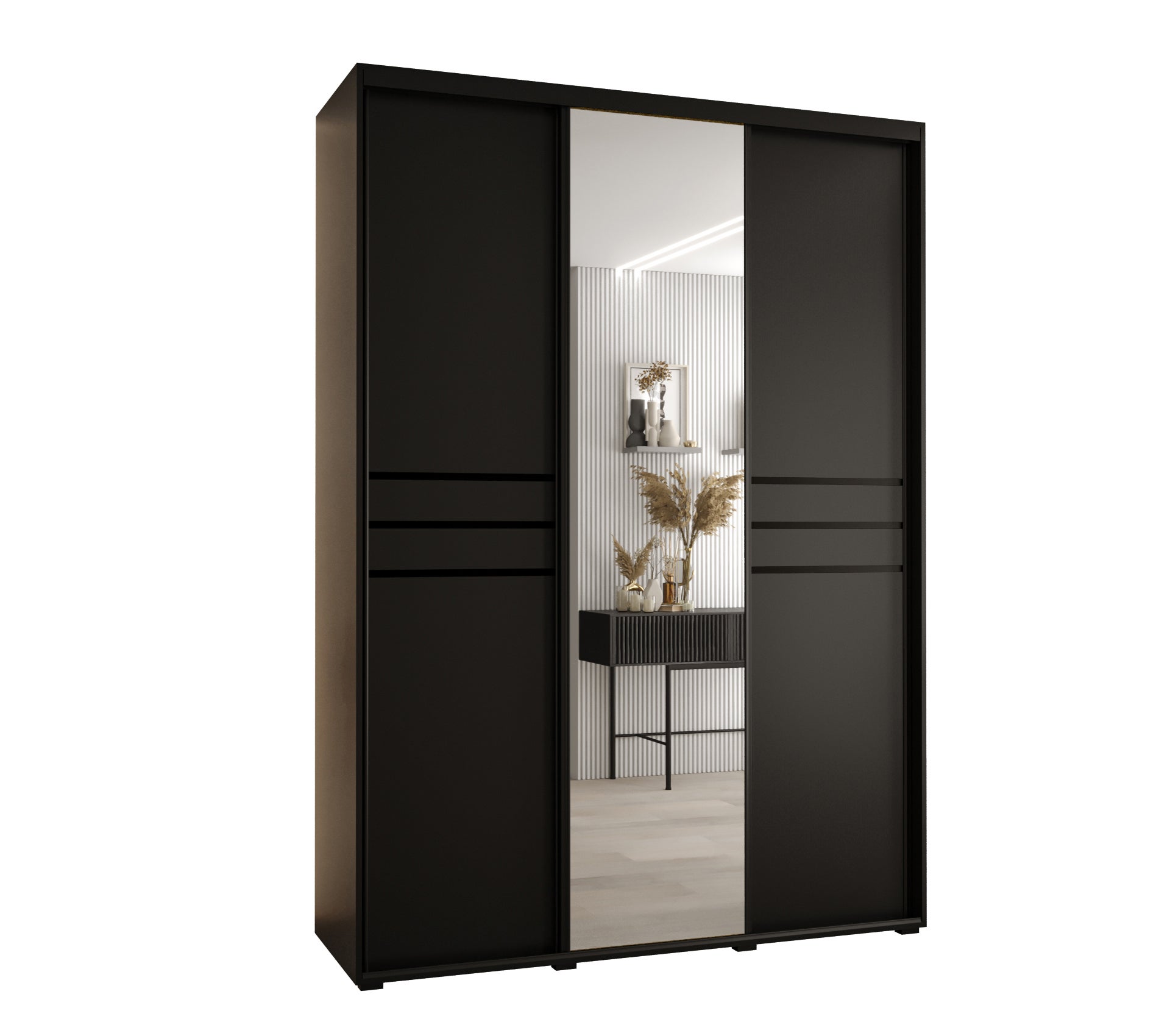 Szafa przesuwna z lustrem wysoka Davos 11 180 x 45 x 235,2 cm czarny + czarny + u. czarny - Abiks Meble