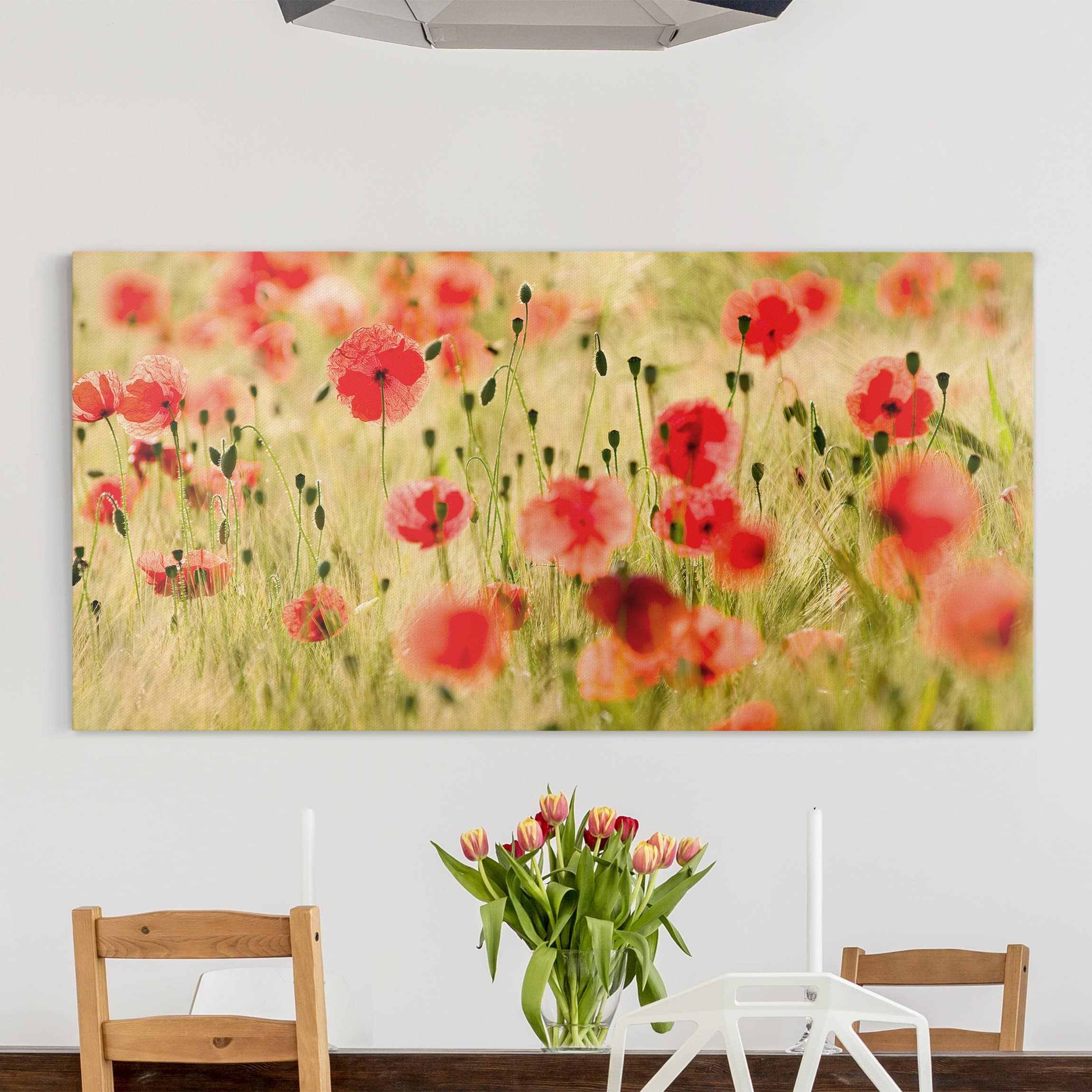 Lienzo cuadro en lienzo bastidor impresion en lienzo verde botánica flor amapola fotografía 126 cocina dormitorio salón pasillo 60 x 30 cm