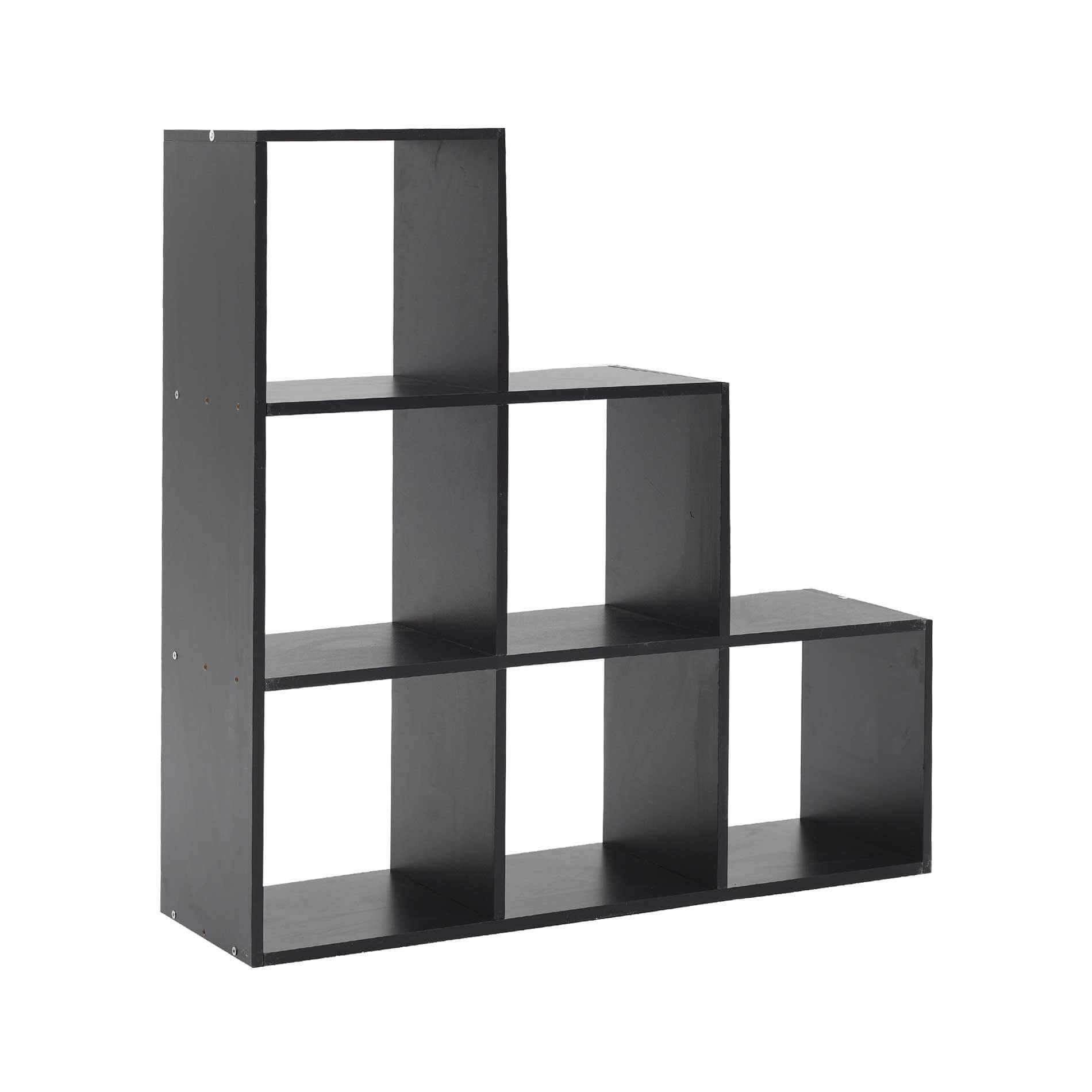 Libreria A Terra Mobili Rebecca Scaffale Nero 6 Vani Mdf 97,5x97,5x29 - 3