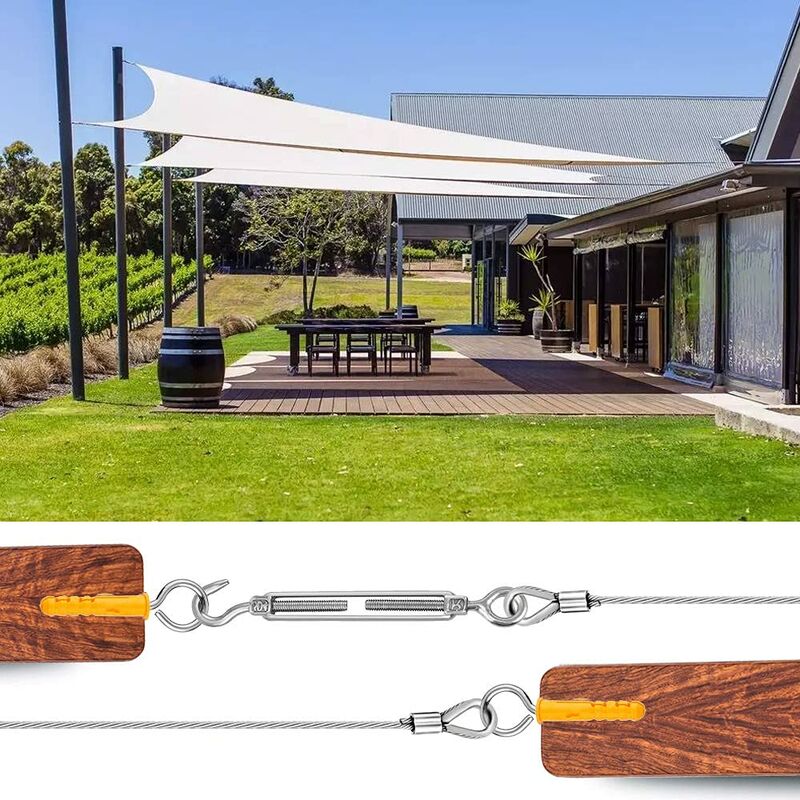 30m Kit de Corde Câble en Acier Inoxydable, Cable Métallique, Câble INOX avec Tendeur et Crochets pour Suspension Lumineuse,Plante grimpante - 5