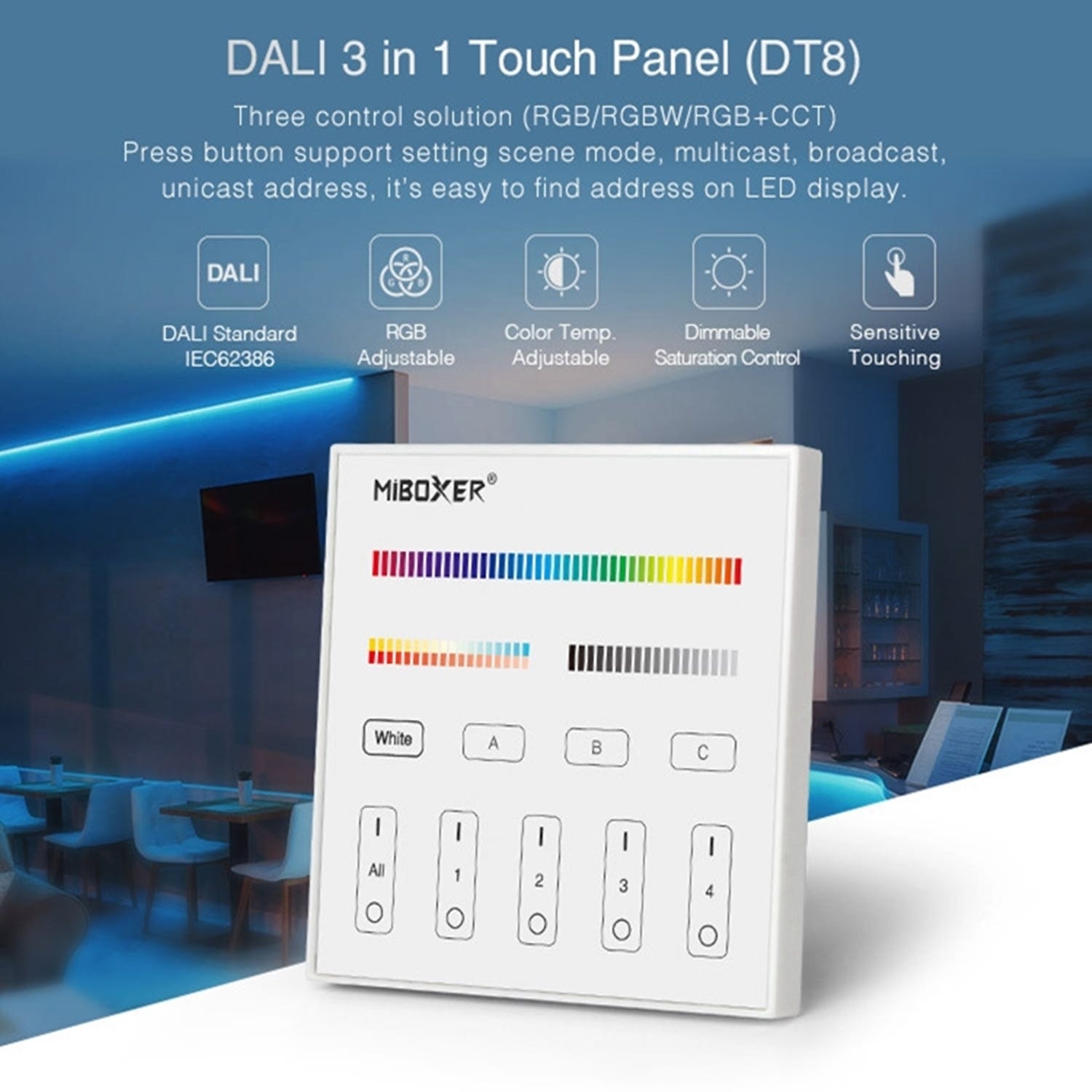 Ledkia Mando DALI Táctil LED MiBoxer DP3S para Controlador Regulador DL ...