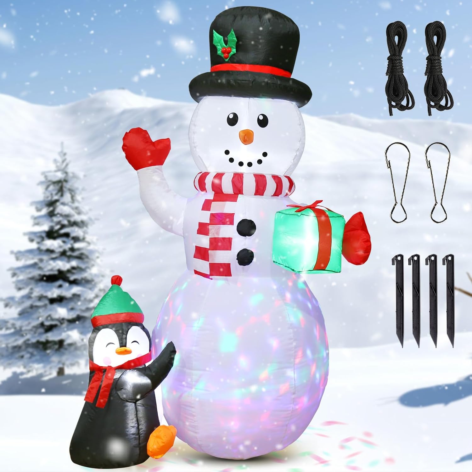 Bonhomme De Neige LED Animé Extérieur Flyingu - Décoration Noël Avec Effet Boule De Neige