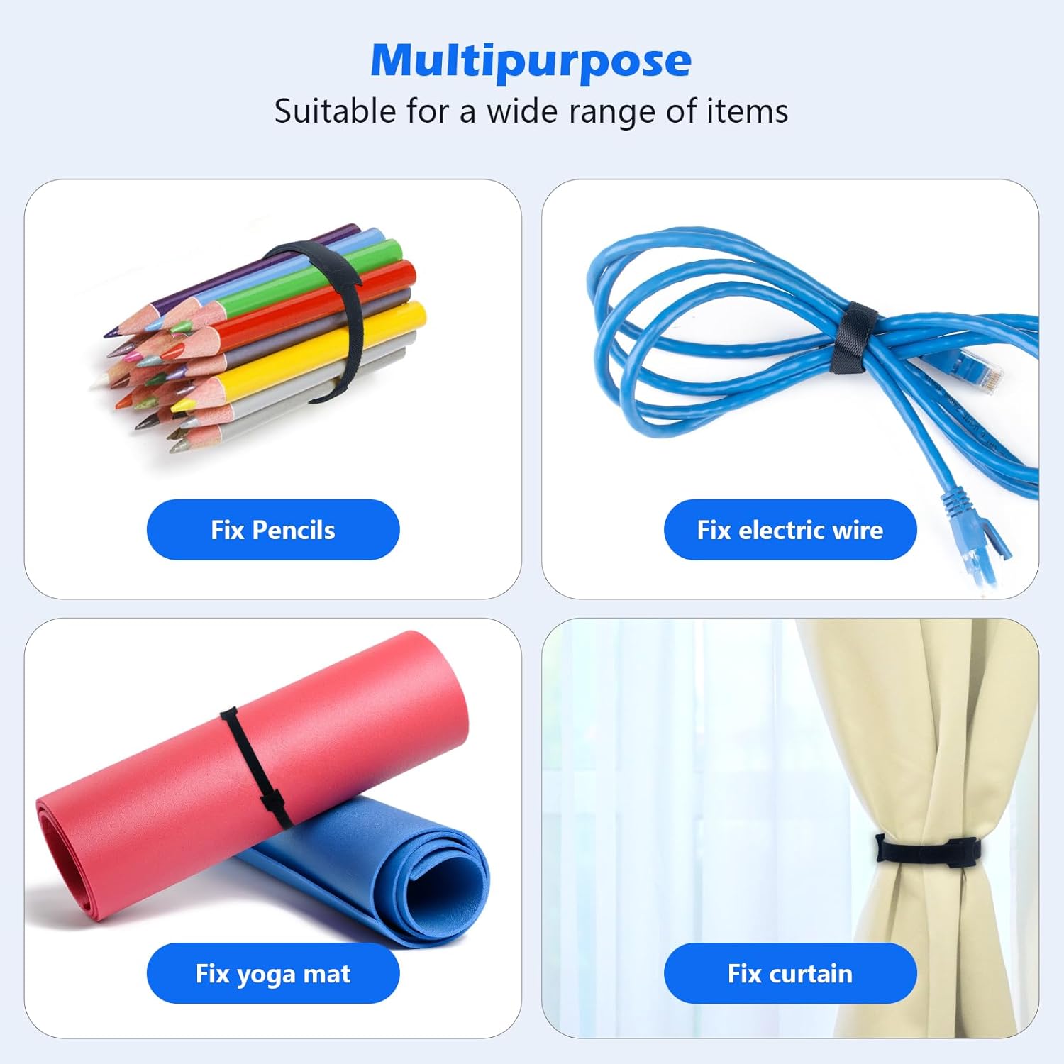100 Lot de attache cable réutilisables, serre cable, scratch cable pour câbles de charge de bureau, maison et bureau, 150 * 12mm - 5